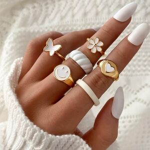 Y2K Ring Set White & Gold